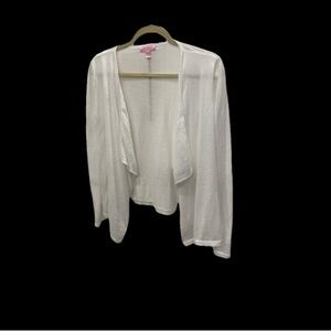 Lilly Pulitzer Lightweight Cardigan Sweater M White Casual Roomy Breathable